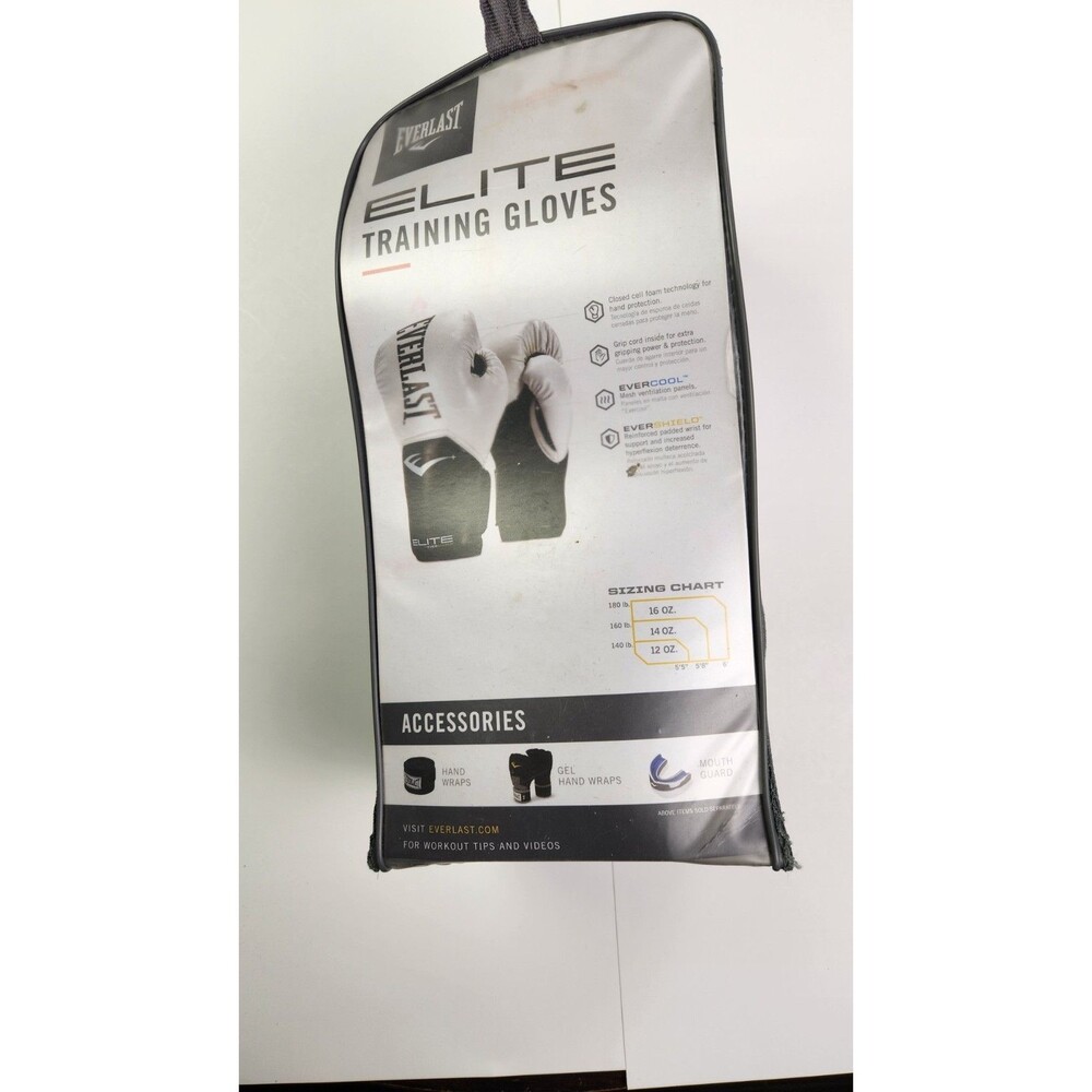 Everlast Elite Training Gloves 12 oz White/Black Boxing Sparring Case Included
